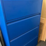 Used silverline 4 drawer side filing cabinet blue metal with keys