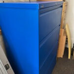 Used silverline 4 drawer side filing cabinet blue metal with keys