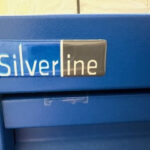 Used silverline 4 drawer side filing cabinet blue metal with keys